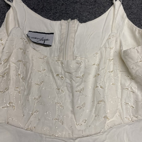 Vintage Breakin' Loose Made in USA Slip Mini Dress Womens 7/8 Off White Ivory - Picture 3 of 14